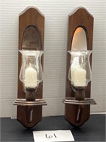 Vintage wooden decorative mirrored wall candle