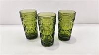 (3) Emerald Green Juice Glasses 5.5" tall