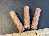 3 rolls of Lincoln wheat pennies unsearched by us