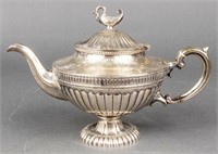 Silver Plated Tea Pot With Lobed And Chased Detail