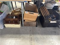 Large leaf ceiling fan, crates and misc