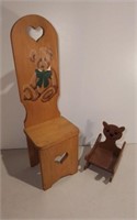 Wooden Time Out Chair & Doll Rocker