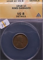 1918 ANAX VG 8 DETAILS LINCOLN CENT
