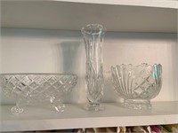 Pressed Glass Vase & Bowls