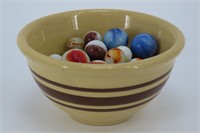 Yellow Ware Bowl & Marbles