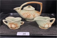 4pc Retro McCoy Pine Cone Teapot, Creamer Set.