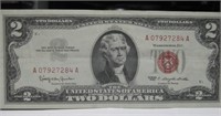 1953 United States Red Seal Two Dollar Bill