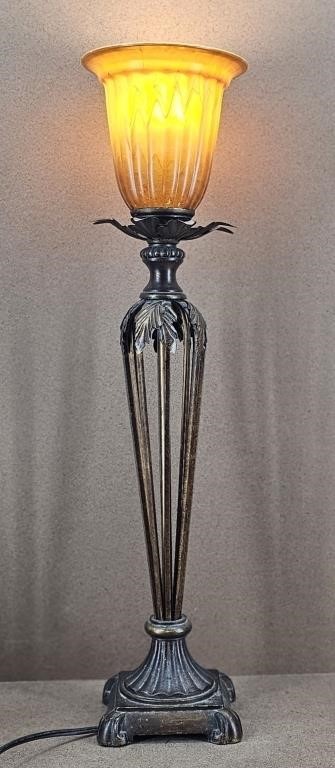 28" Bronze Amber Style Torch Table Lamp