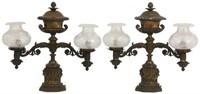 Pr. Heavy Bronze Argand Lamps