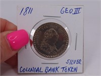 1811 Silver RARE Colonial Bank GEO III Token Coin