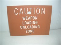 Weapons Unloading Plastic Sign  13x10 inches