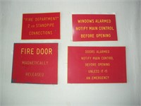 Fire & Alarm Plastic Signs  largest 10x7 inches