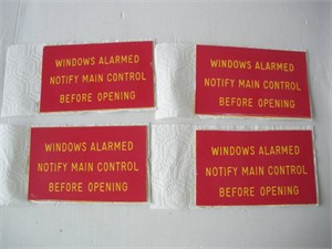 Window Alarm Plastic Signs