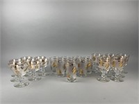 MCM Libbey Gold Leaf Glassware