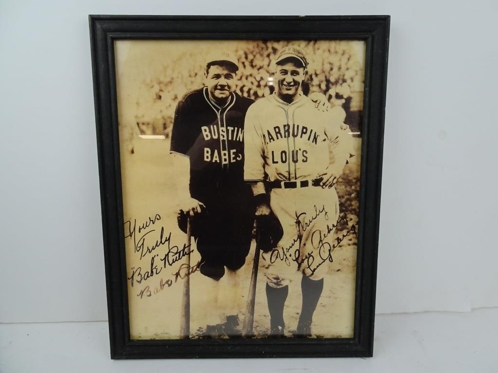 16" x 12" Classic Babe Ruth Lou Gehrig Faux