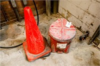 (2) Safety Cones and (1) Shop Rag Safety Can