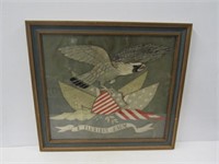 Embroidered Federal Eagle in Frame 22 1/2" x 24