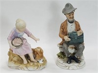 Lot of 2 Homco Porcelain Farmer Couple Figurines