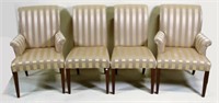 LOT OF EIGHT GOLD SILK UPHOLSTERED DINING CHAIRS