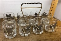 MCM set of 8 glasses and caddy