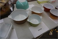 3-Pyrex Cinderella bowls-green 473 1-qt.,