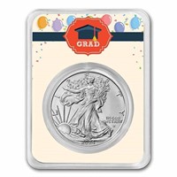 2024 1 Oz Silver Eagle Grad Balloons Card In Tep