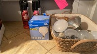 BASKET WITH BULBS, BUG CLEANER AND MORE