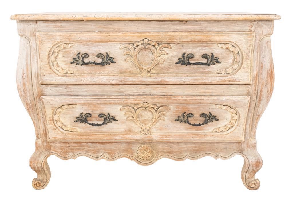 French Provincial Style Bombe Two Drawer Chest