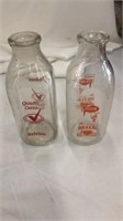 Pair of Old Milk Bottles Perry’s Pride & Delview