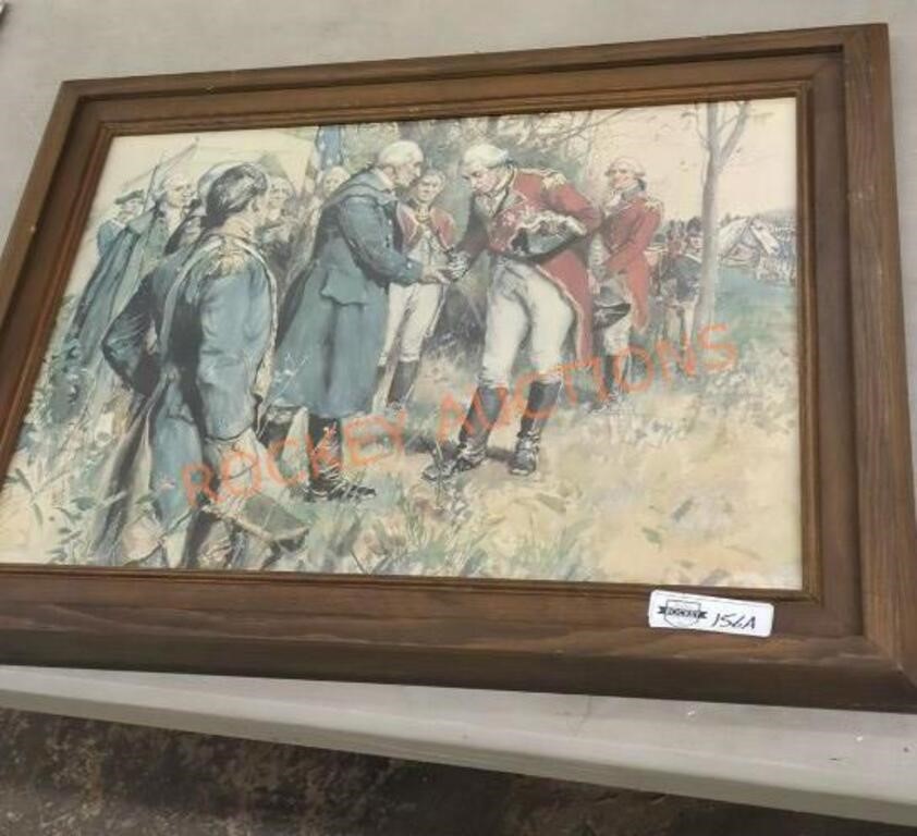 Vintage military scene framed art