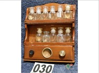 Vintage Wood Spice Rack with Radio