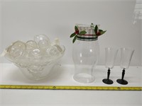 punch bowl, cups, ladle, stem ware, etc.