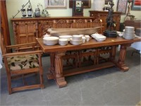 (192) Eight piece Gothic oak French dinning room
