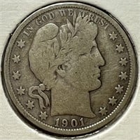 1901 Silver Barber Half Dollar