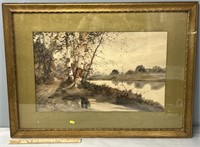 `Louis Kinney Harlow Landscape Watercolor Painting