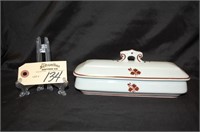 Tea Leaf Butter Dish with Lid Burgess Stamp