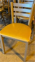 4 tan vinyl cushion seat steel frame chair