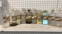 10 Early Glass Apothecary Bottles