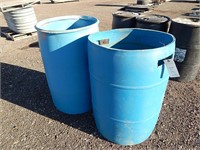 2- 50 Gallon plastic drums; top covers have been c