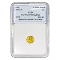 1852 Round California Gold Half Dollar NNC MS64