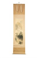 Chinese Mountainscape Painting on Silk Scroll