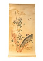 Chinese Sparrow in Flower Tree Painting on Silk Sc