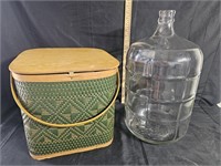 Picnic Basket & 5 Gallon Glass Carboy