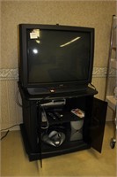 Polycom system, JVC TV, JVC VCR & rolling cart