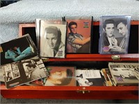 Wooden Box Full of Elvis Collector Cards 14 x 4"