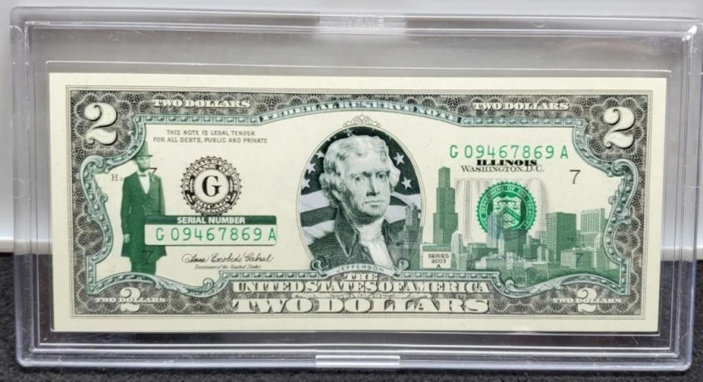 2003 $2 Note Enhanced w/ Illinois/Lincoln Unc.