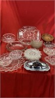 GLASSWARE BUTTER DISH  SALAD BOWLS  PIE PLATES