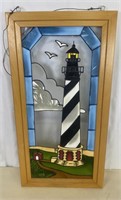 Open Windows Framed Stained Glass Look Lighthouse