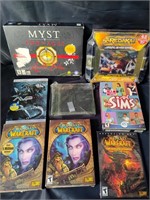 Collection of vintage games, world of warcraft,
