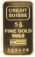 Gold 5g Credit Suisse Bar